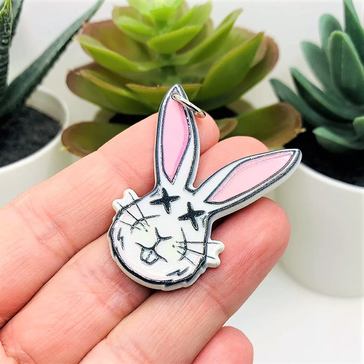 1, 4 or 20 Pieces: Creepy Easter Dead Bunny Charms - Double Sided