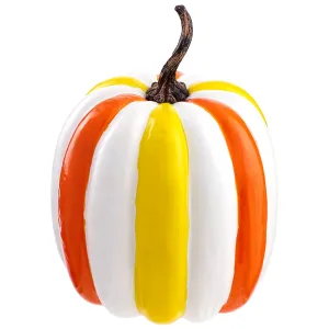 10.75"Hx8.2"W Halloween Candy Corn Striped Pumpkin -Orange/Yellow (pack of 4)