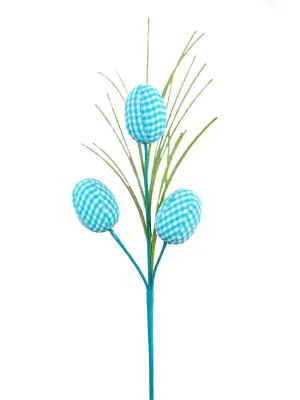 18" Gingham Egg Pick: Blue