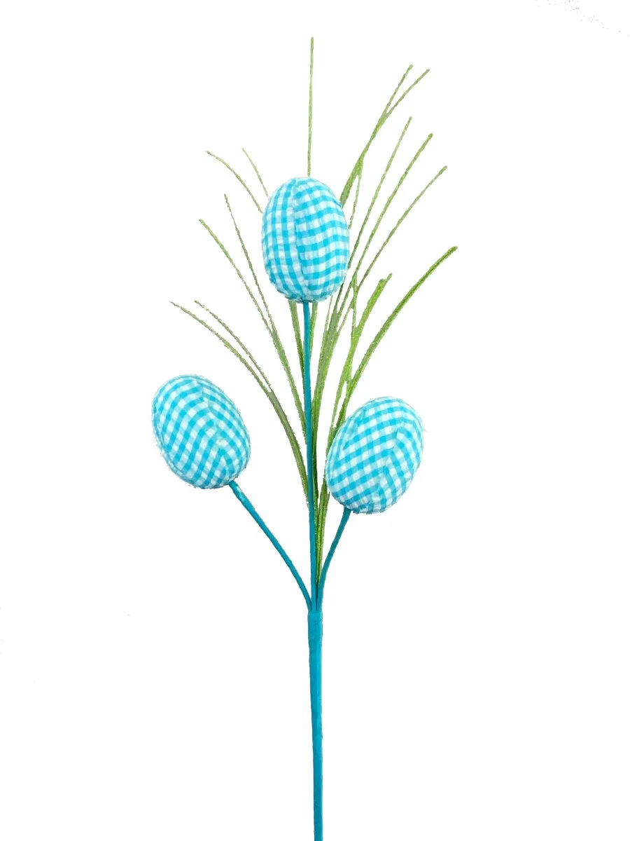 18" Gingham Egg Pick: Blue