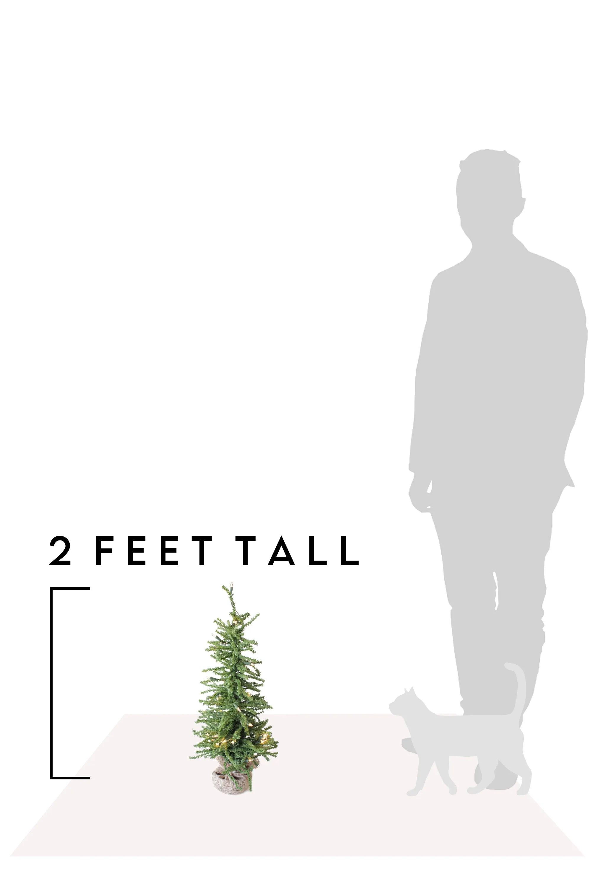 2' Pre-Lit Green Burlap Base Christmas Tree