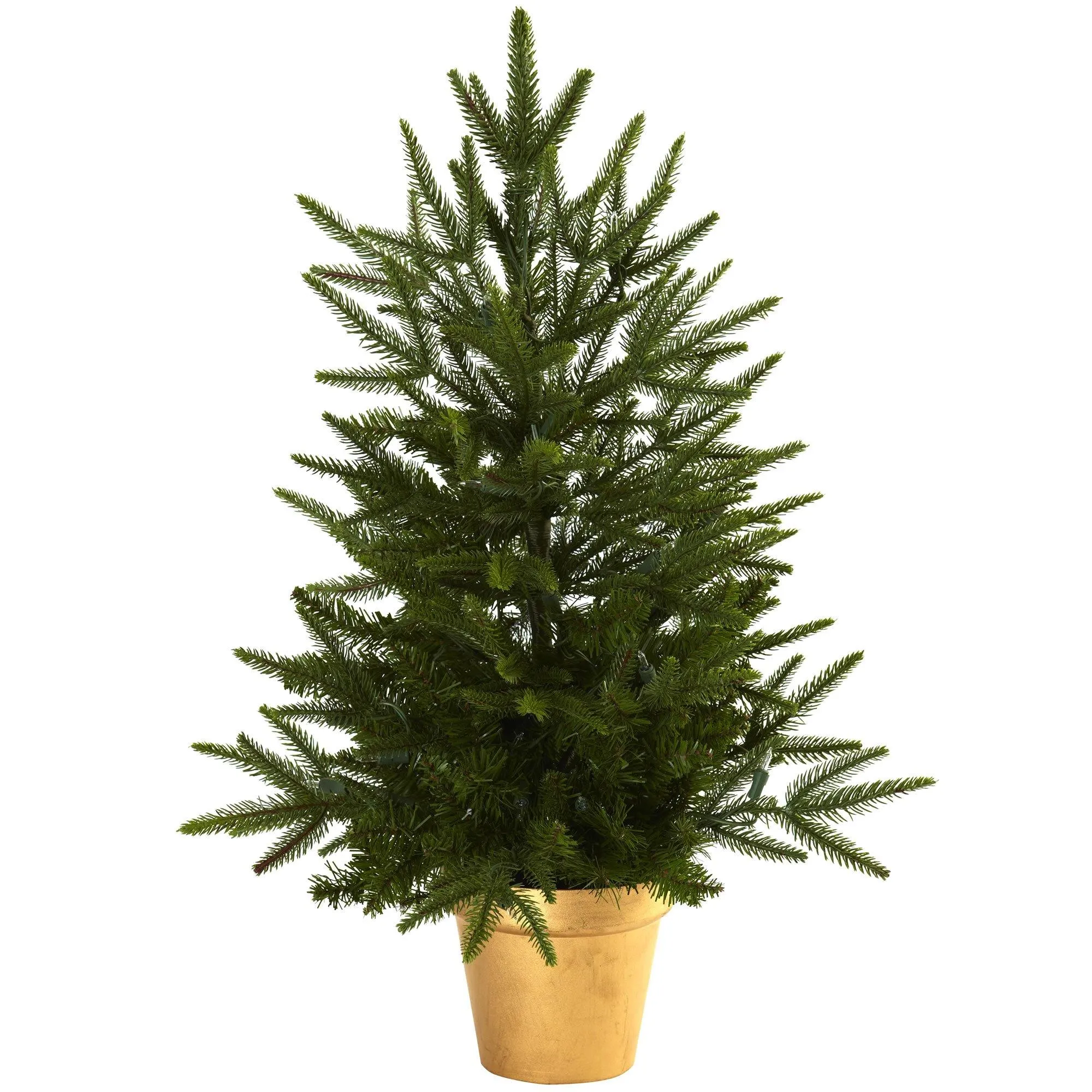 2.5’ Christmas Tree w/Golden Planter & Clear Lights