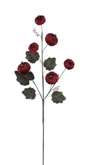29" Metallic Red Pumpkin/Black Leaf Spray