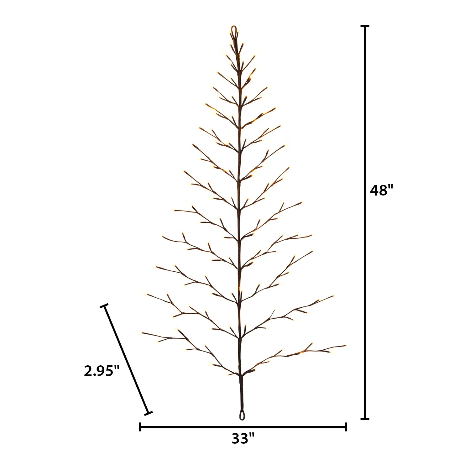 4 Foot Tall Christmas Tree Wall Hanging, 112 Warm White LEDs