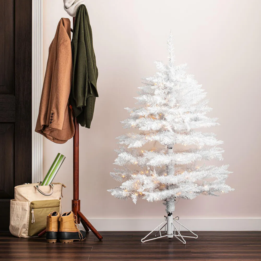 4.5' Sparkle White Spruce Artificial Christmas Tree Pure White LED Lights