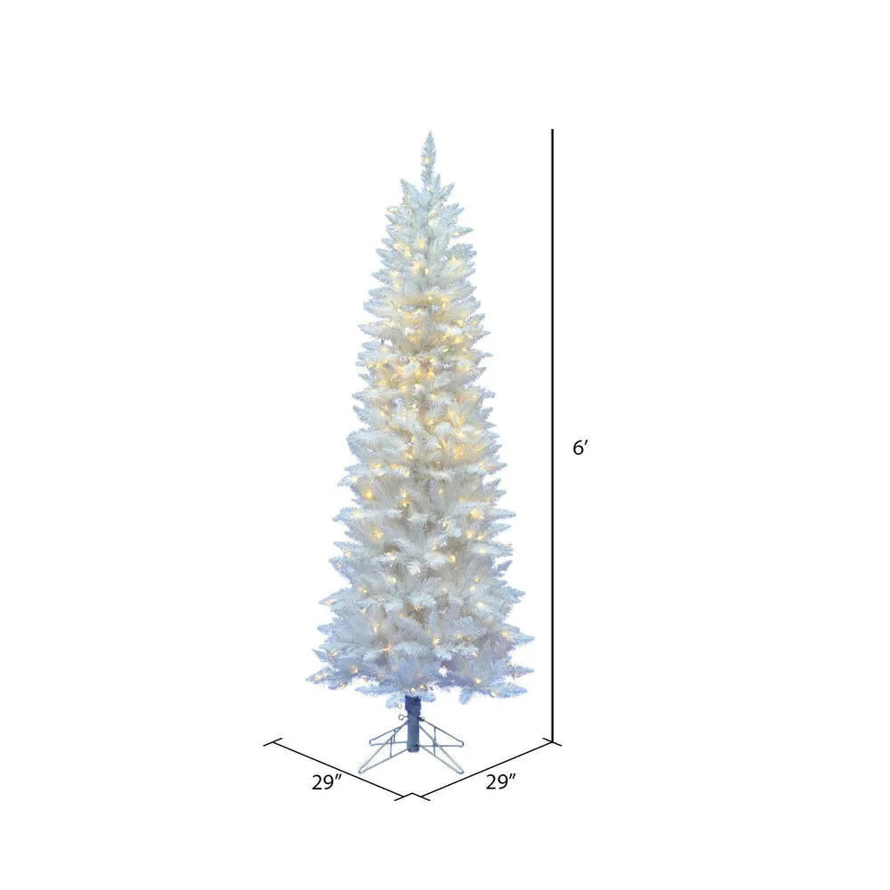 6' Sparkle White Spruce Pencil Artificial Christmas Tree Pure White LED Lights