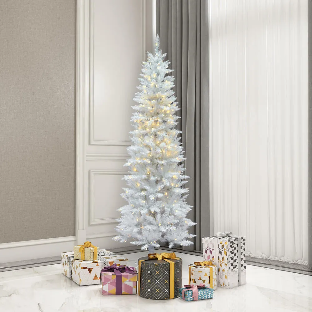 6' Sparkle White Spruce Pencil Artificial Christmas Tree Pure White LED Lights