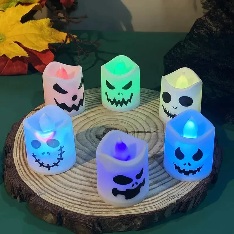 6pcs Halloween Led Ghost Pumpkin Candle Lights