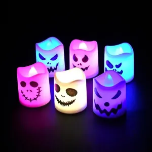 6pcs Halloween Led Ghost Pumpkin Candle Lights