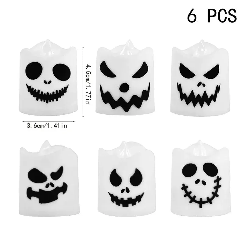 6pcs Halloween Led Ghost Pumpkin Candle Lights