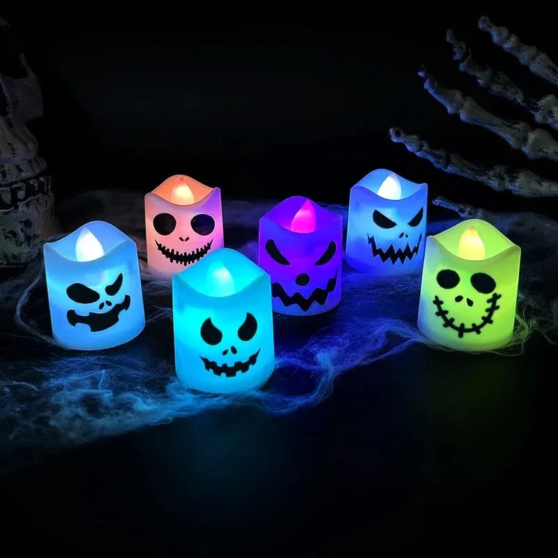 6pcs Halloween Led Ghost Pumpkin Candle Lights