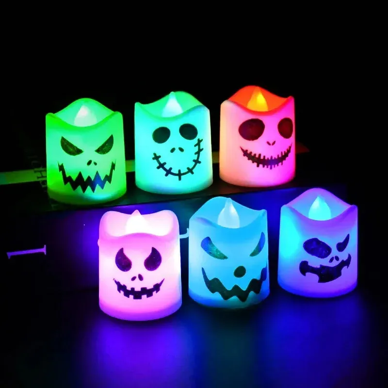 6pcs Halloween Led Ghost Pumpkin Candle Lights
