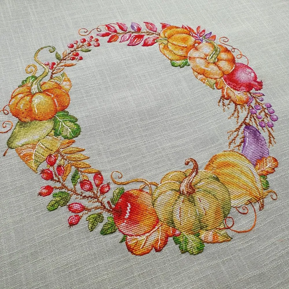 Autumn wreath Cross stitch pattern Fall Cross Stitch pdf Modern cross stitch pattern Pumpkin cross stitch Counted cross stitch Thanksgiving