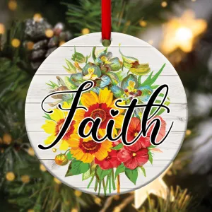Beautiful Flower Ceramic Circle Ornament - Believe In God - Ornaments Hanging Gift - Nativity Ornaments