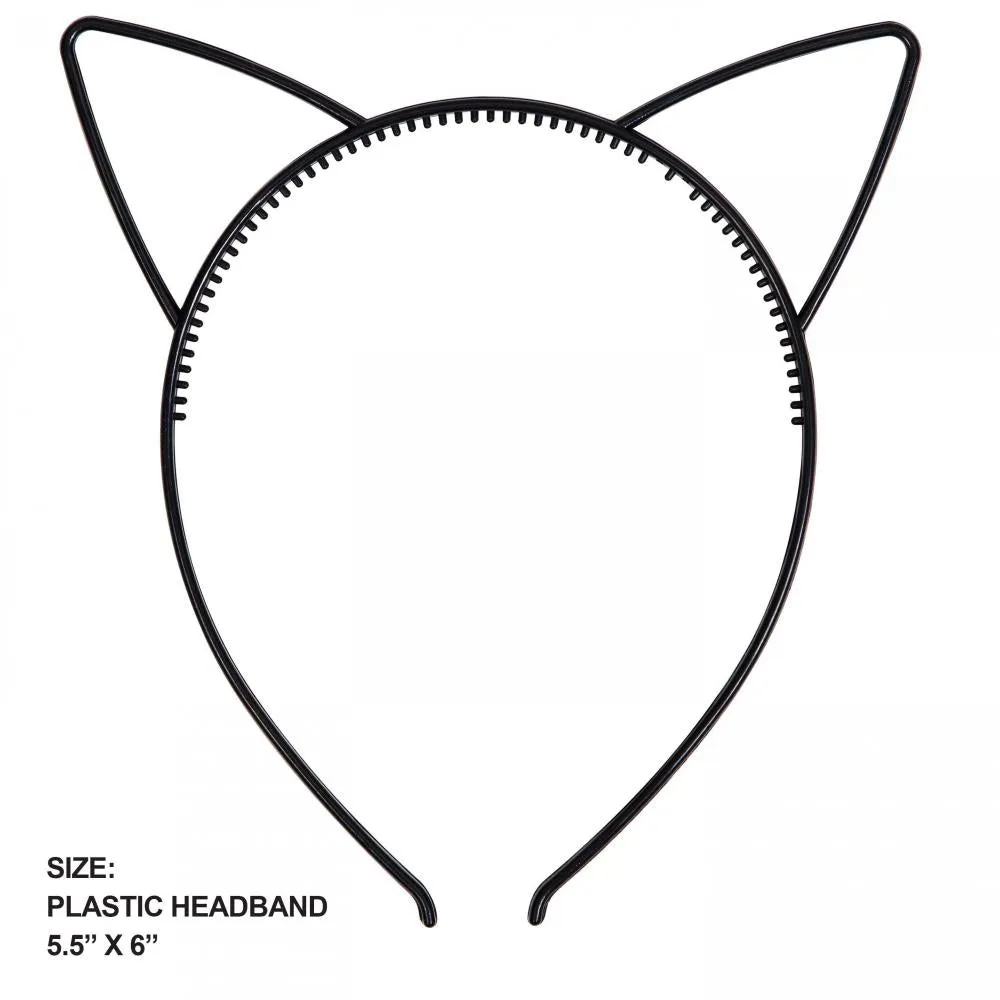 Bulk Halloween Cat Ears Plastic Headband (Case of 48)