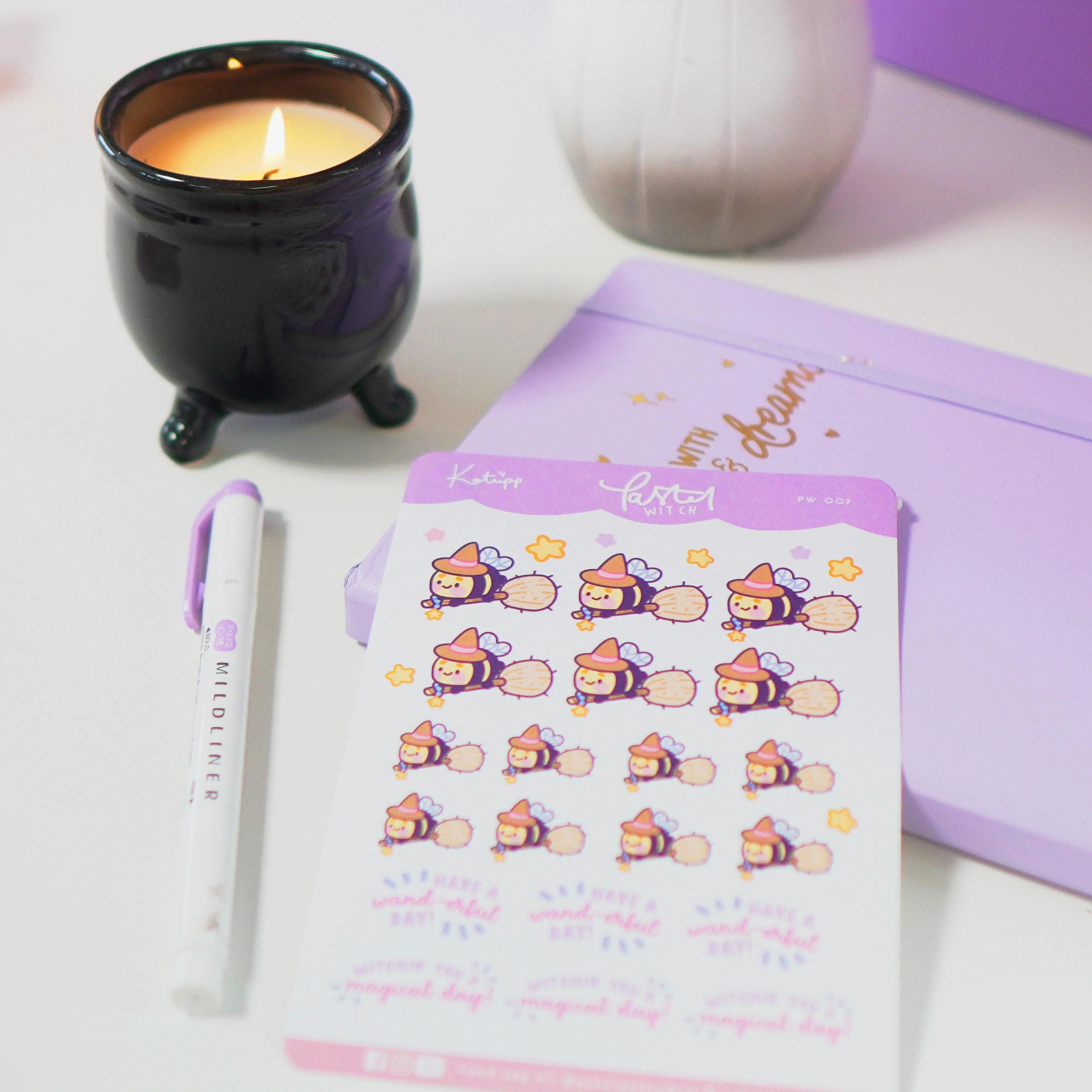 Bumblebutt Pastel Witch Kawaii Planner Sticker Sheet – Cute Halloween Stickers | PW 007