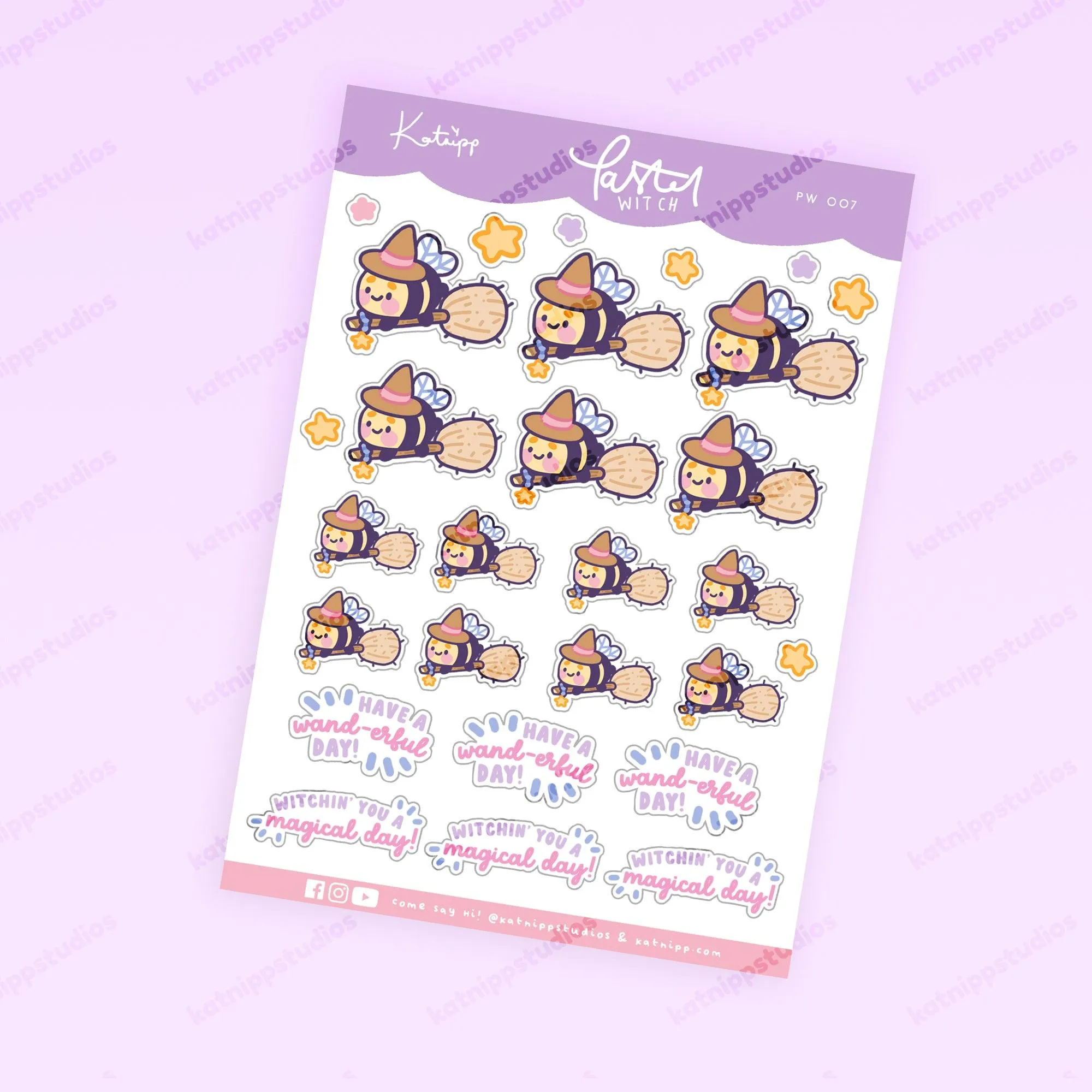 Bumblebutt Pastel Witch Kawaii Planner Sticker Sheet – Cute Halloween Stickers | PW 007