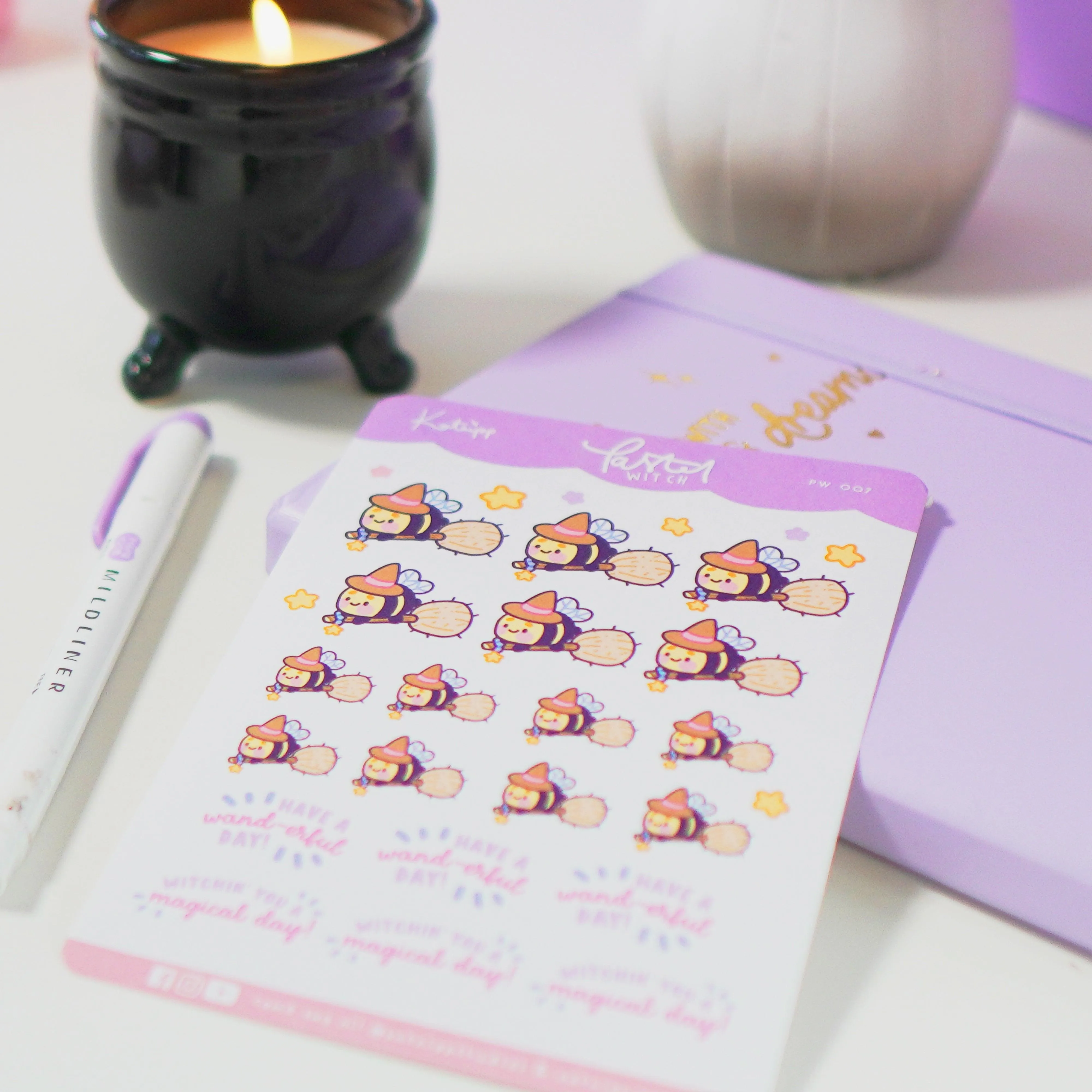 Bumblebutt Pastel Witch Kawaii Planner Sticker Sheet – Cute Halloween Stickers | PW 007