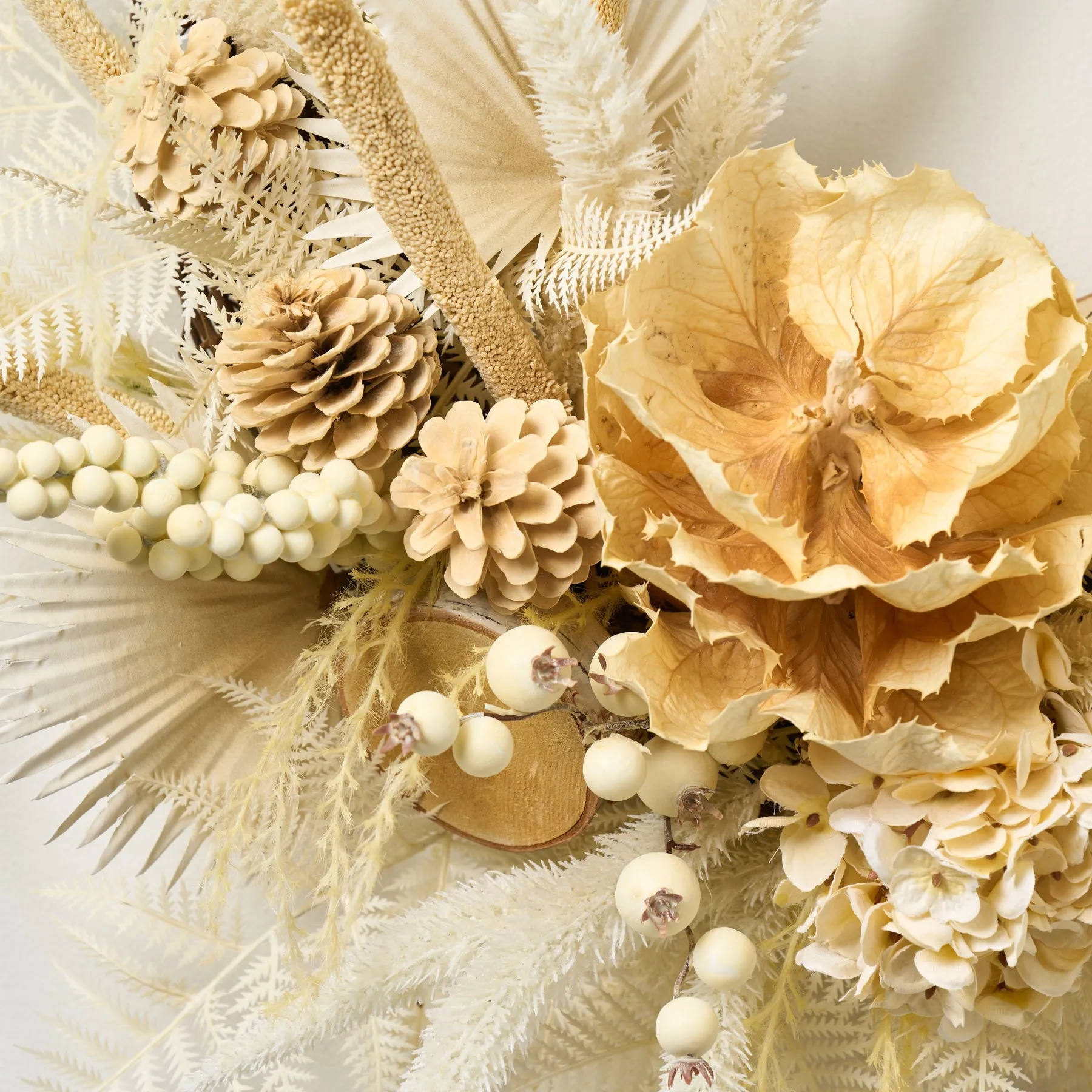 Desert Sand Dunes - Bleached Queen Flower, Fan Palm & Pine All Seasons Front Door Fall Wreath