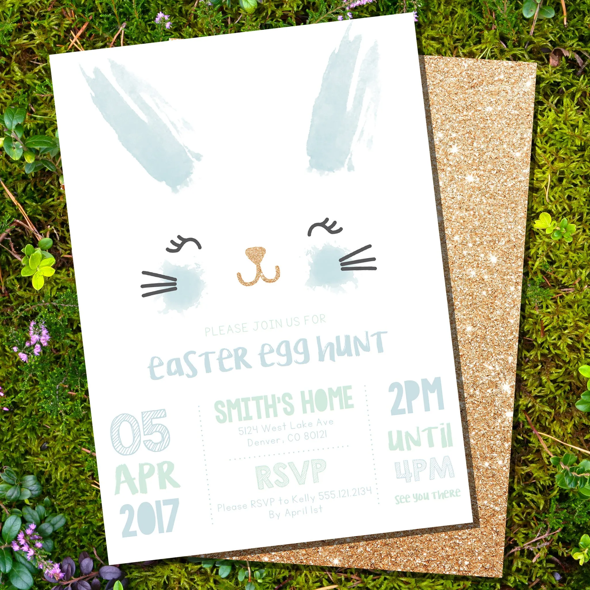 Easter Egg Hunt Invitation Blue | Easter Celebration Decorations