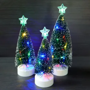 essential Mini Christmas Trees 3-Pack ,Desktop Xmas Tree with Light for Christmas Decorations  - Warm White Multicolor