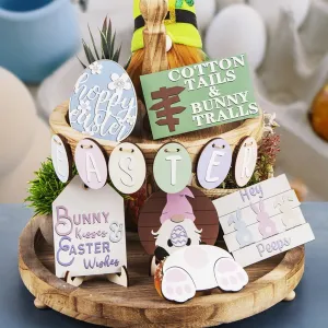 everyday Easter Savings Clearance! PRETXORVE Easter Tiered Tray Decorations Set, Spring Tiered Tray Decorations Set, Wooden Easter Tiered Tray Decor, Sign Tiered Tray, Easter Home Decoration Ornament Easter Tray Decor J Easter