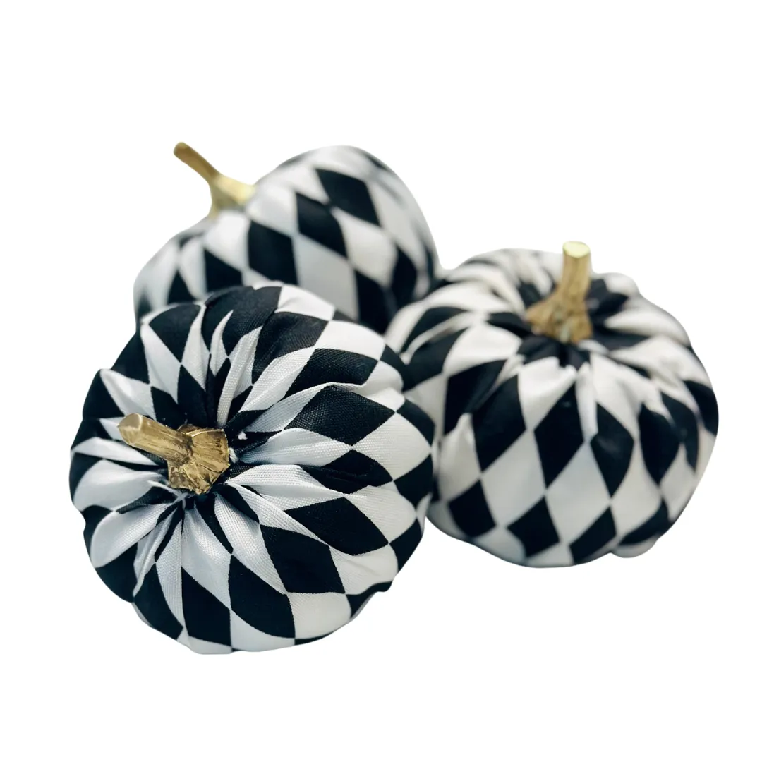 Fabric Harlequin Pumpkins, Black & White
