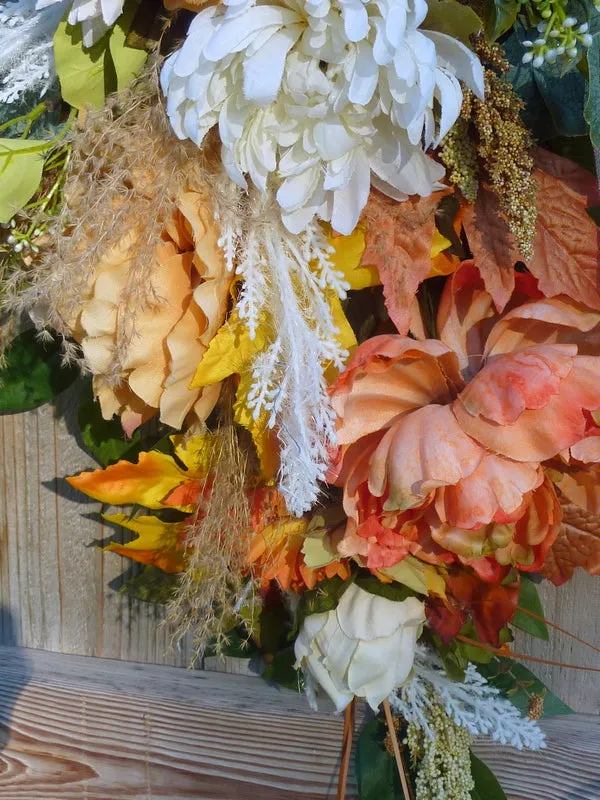 Fall Peony Door Swag, Autumn Wreaths
