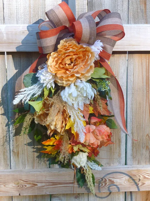 Fall Peony Door Swag, Autumn Wreaths