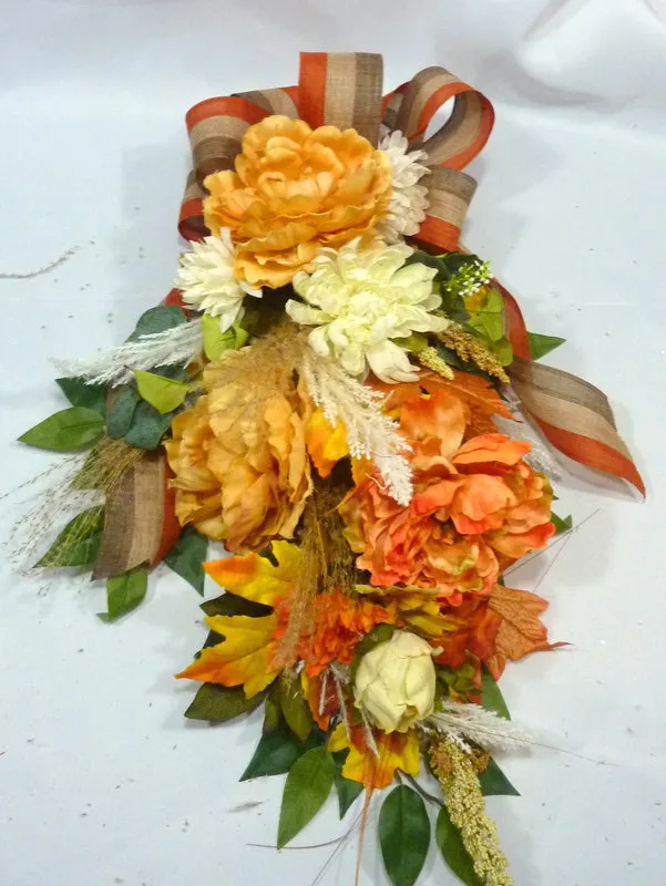 Fall Peony Door Swag, Autumn Wreaths