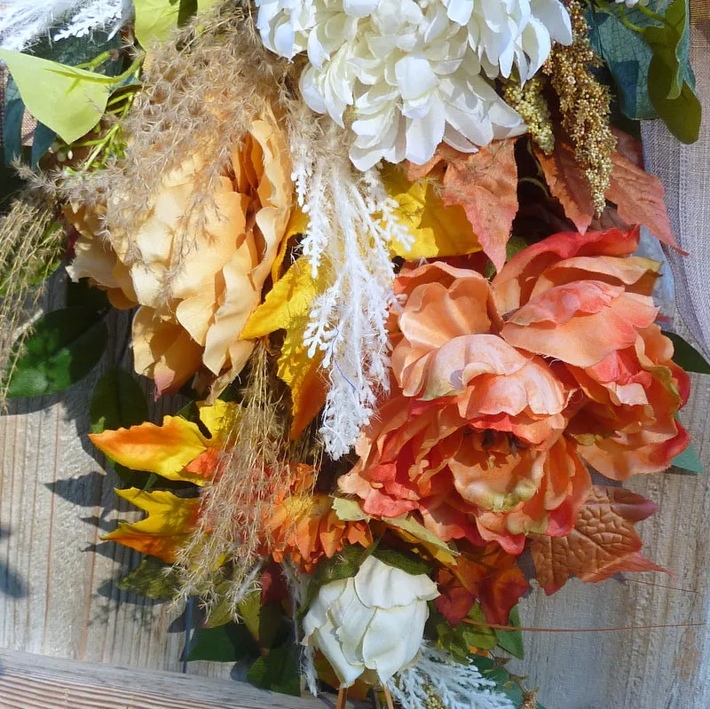 Fall Peony Door Swag, Autumn Wreaths