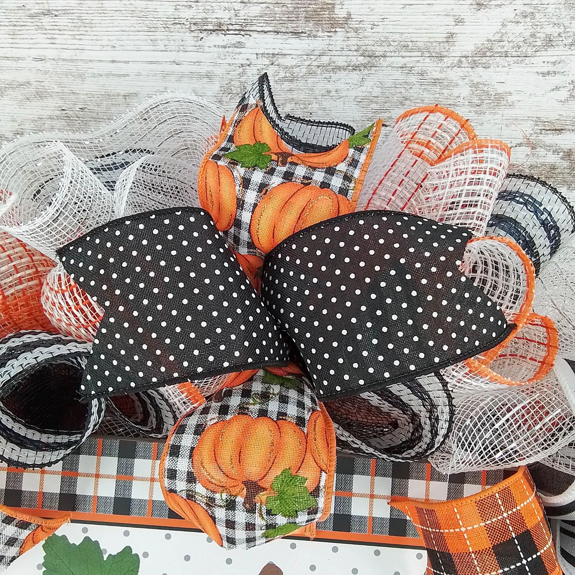 Fall Wreaths for Front Door, Buffalo Plaid Pumpkin