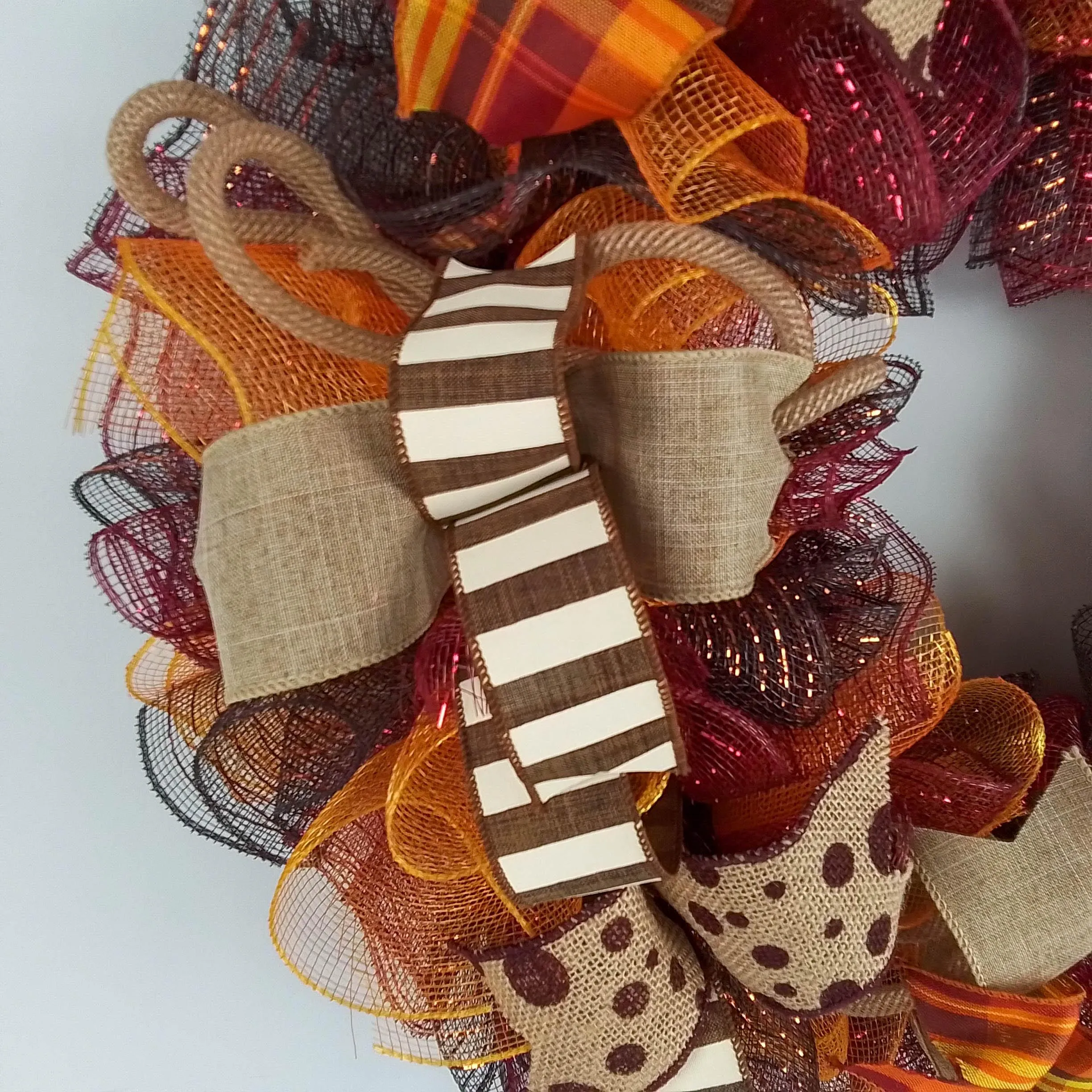 Fall Wreaths | Maroon Orange Thanksgiving Wreath : F2