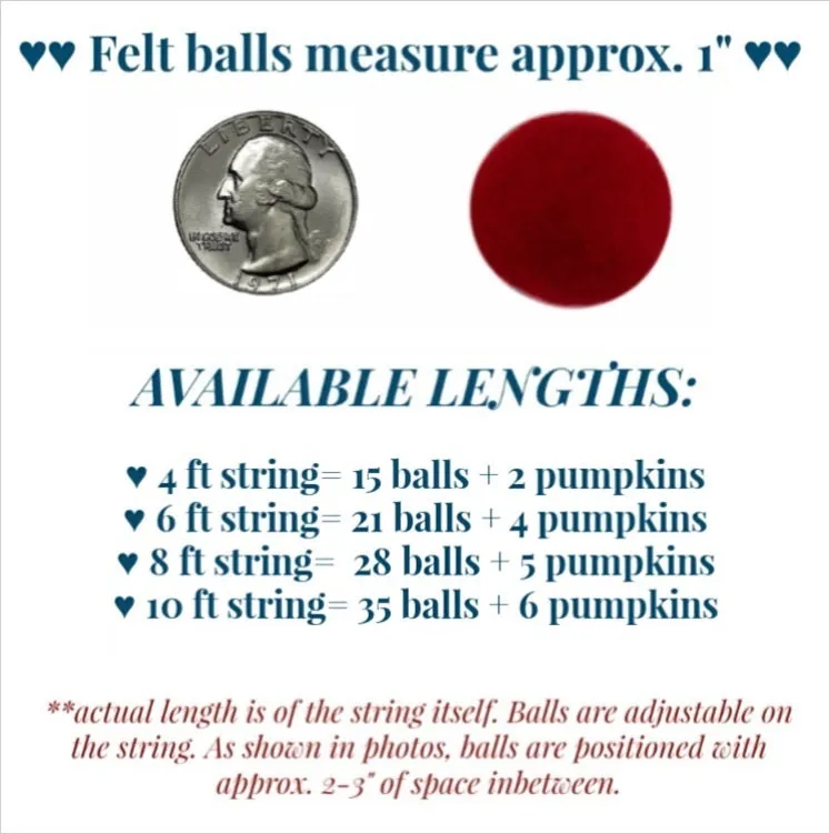 Felt Pumpkin Garland- Burgundy Orange Green Brown