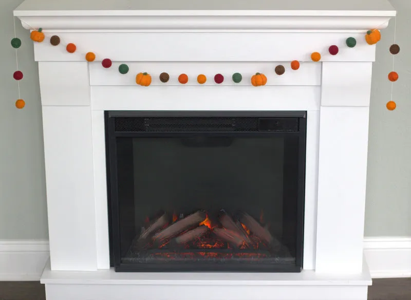 Felt Pumpkin Garland- Burgundy Orange Green Brown