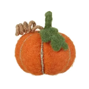 Felt Pumpkin with Glitter Halloween Decoration