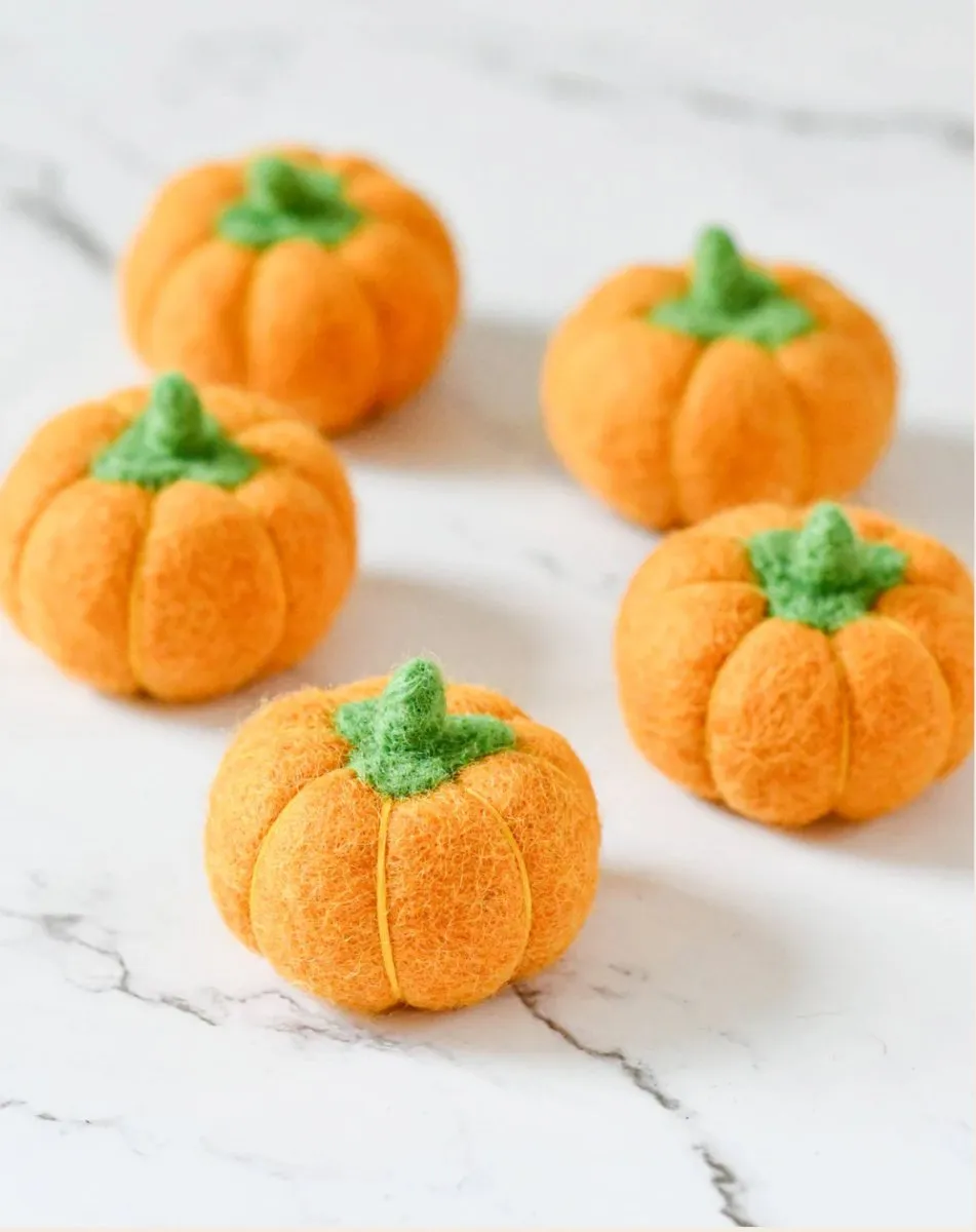 Felt Pumpkins (Set of 5) - Tara treasures