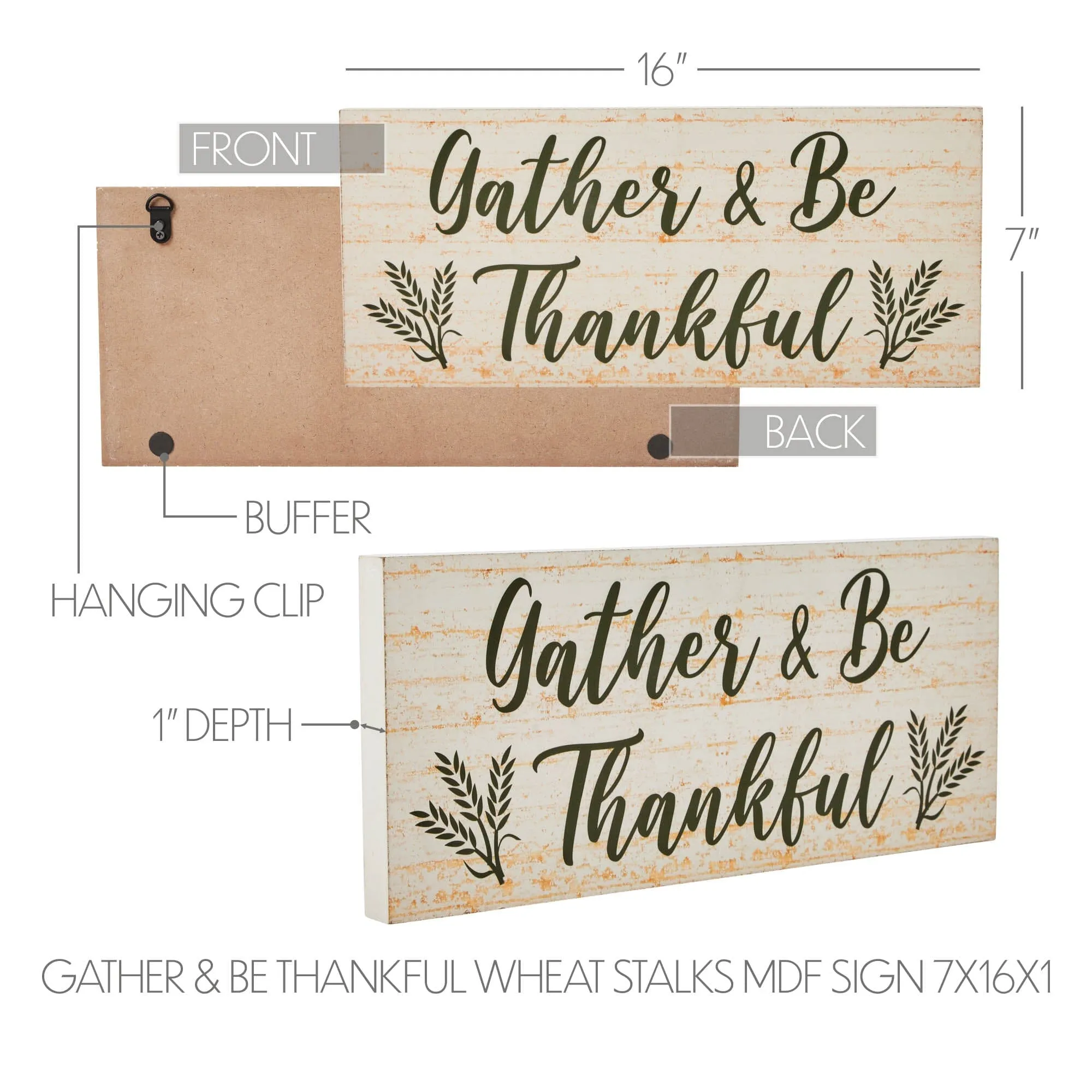 Gather & Be Thankful Wheat Stalks Sign