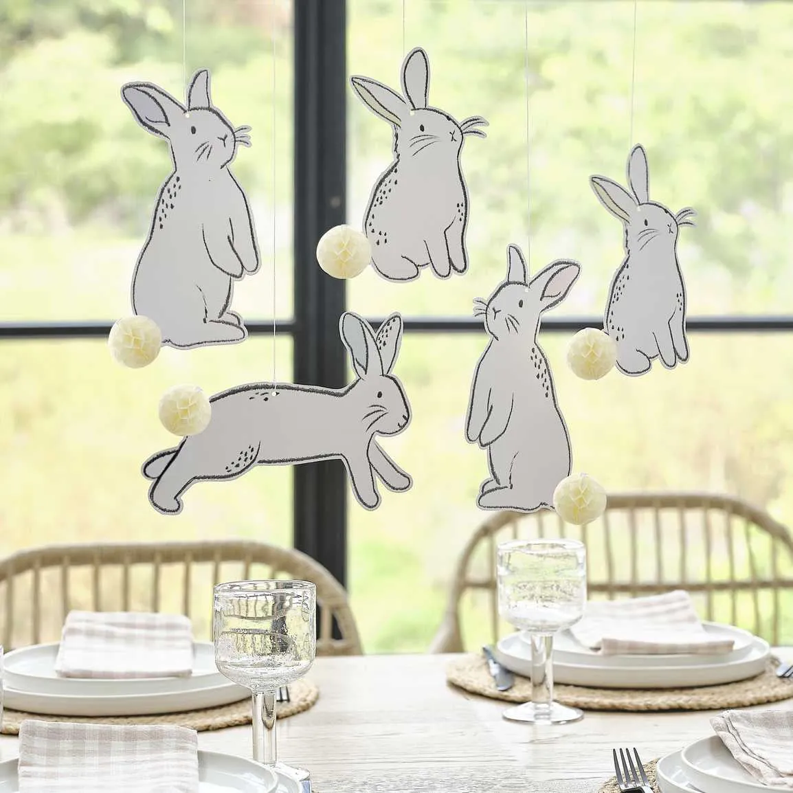 Ginger Ray Hanging Easter Bunny Decorations with Honeycomb Tails