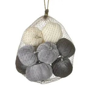 Grey and Cream Velvet Pumpkin Halloween Decorations
