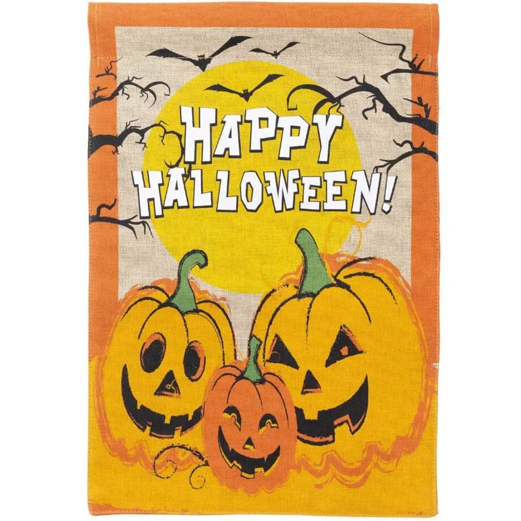 Halloween Burlap Garden Flag