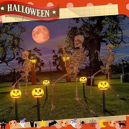 Halloween Decoration Lights,5 Pcs Pumpkin Garden Stake Lights Outdoor LED Halloween Decorations Solar Halloween Lawn Decorations