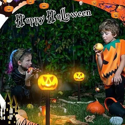 Halloween Decoration Lights,5 Pcs Pumpkin Garden Stake Lights Outdoor LED Halloween Decorations Solar Halloween Lawn Decorations