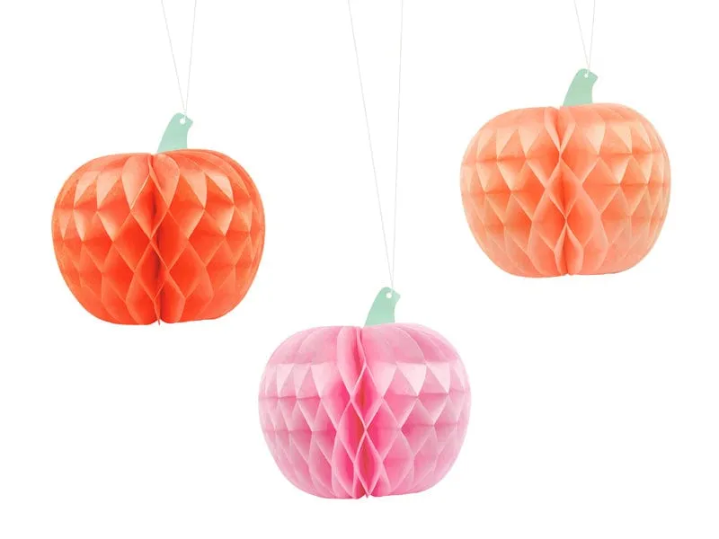 Halloween Honeycomb Pumpkins x 3