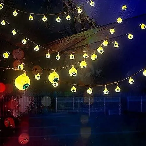 Halloween Lights String 1.5m 10 LED 3D Horror Eyeball Lights Decoration USB/Battery Powered for Party Patio Indoor Outdoor