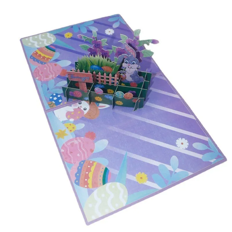 Happy Easter Bunny Eggs Pop-Up Greeting Card For Kids- Personalized Handmade 3D Card for Kids' Happy Easter & Thinking of You!