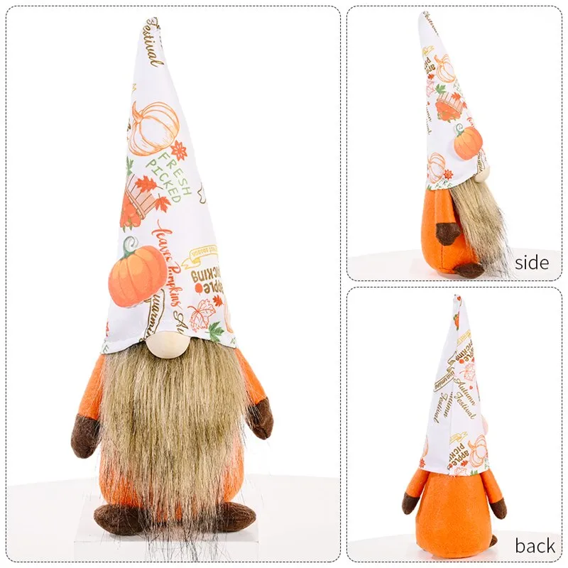 Harvest Season Pumpkin Hat Gnome Plush Faceless Doll Party Decor Ornament  Merry Christmas Dwarf Doll Gift For Kids