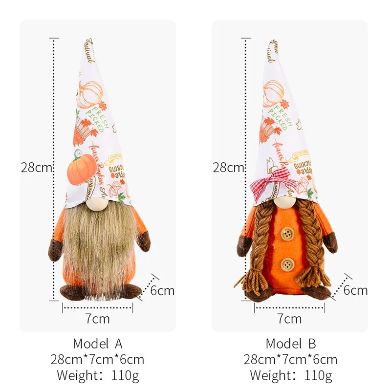 Harvest Season Pumpkin Hat Gnome Plush Faceless Doll Party Decor Ornament  Merry Christmas Dwarf Doll Gift For Kids