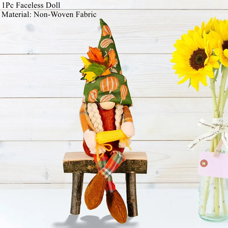 Harvest Season Pumpkin Hat Gnome Plush Faceless Doll Party Decor Ornament  Merry Christmas Dwarf Doll Gift For Kids