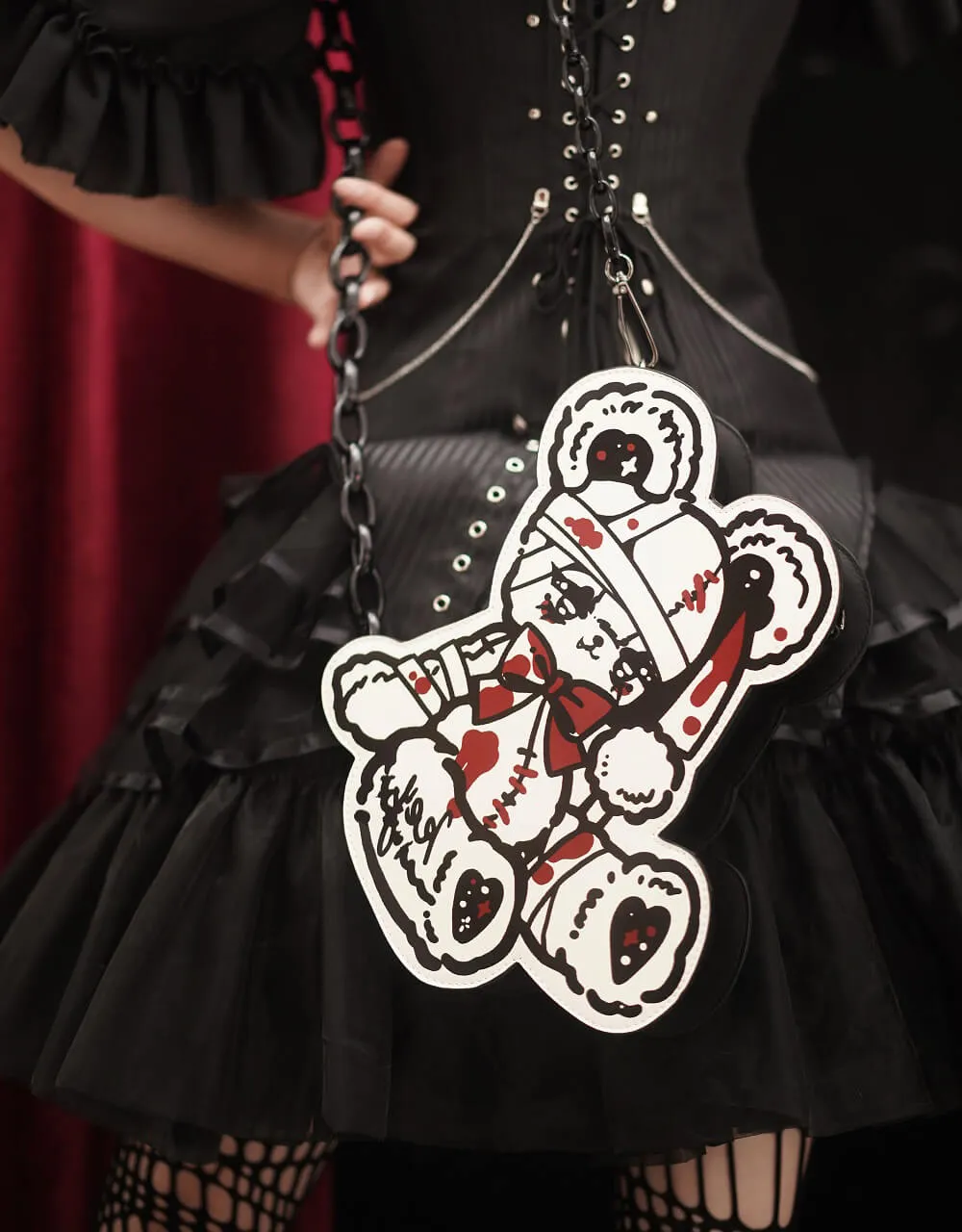 Injured Bleeding Little Bear Chain Bag Y2K
